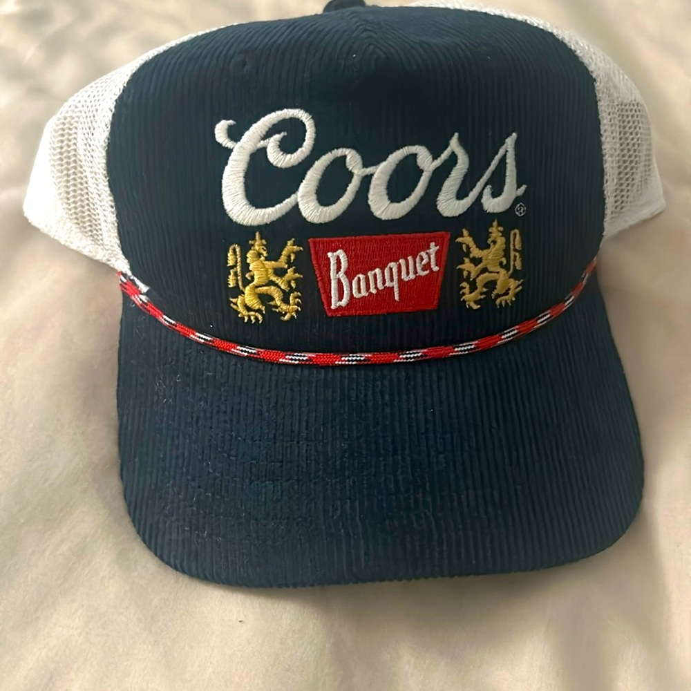 Coors banquet dark blue corduroy snap back hat